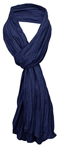 TigerTie Schal gecrasht in blau dunkelblau marine einfarbig Uni - Gr. 160 x 70 cm