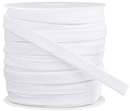 BENECREAT 25 m Weiße Flache Kordel Mit Kordelzug, Doppellagiges, Weiches, Hohles Baumwollseil Für Bekleidungszubehör, 11 mm