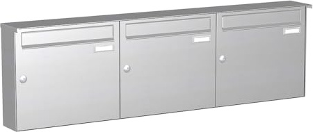 KNOBLOCH Briefkastenanlage | Aufputz | 3-Fach | Edelstahl | senkrecht | optional 2. Namensschild & 3 Schlüssel