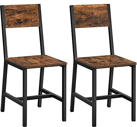 VASAGLE Esszimmerstühle, Küchenstühle, 2er Set, Metallrahmen, für Esszimmer, Wohnzimmer, Küche, vintagebraun-tintenschwarz LDC092B01V1