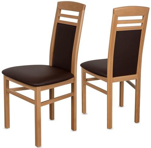 Staboos Esszimmerstühle 2er Set Massivholz Buche, Natur - Braun CH44 | bis 150 kg, fertig montiert, Rücken- & Sitzpolster austauschbar, Küchenstühle & Esstisch, für Wohnzimmer & Esszimmer