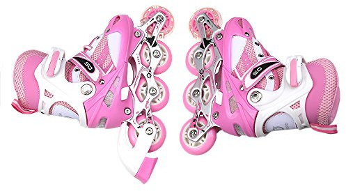 Inline Skates |Inliner für Kinder & Erwachsene | Inline Skates mit großen Rädern 76 mm | Kids-Inliner verstellbare Inline-Skates für Erwachsene und Jugendliche, sichere Outdoor-Rollschuhe für Damen Herren Mädchen Jungen Inline Skates Kinder Vestellbare Inliner mit beleuchteten PU Rädern Rollschuhe Geschenk für Kinder Teenager,Jungen Mädchen Anfänger Damen Herren
