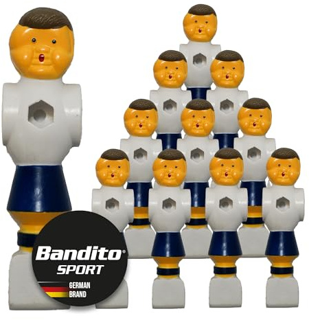 Kickerfigur Champion, 2-farbige Soccer-Figur universell passend für alle Tischkicker-Stangen mit Ø 16 mm, gerillte griffige Fußfläche, robust, Team Set mit 11 St. rot und blau (blau)