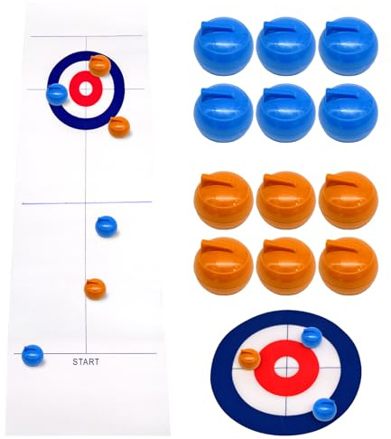 HVIHWI Curling Table-Top Spiel-Set, Bowling auf EIS Tischspiel, Shuffleboard Tabelletop Spiele Familienspiel Eisstockschießen Brettspiel Tabletop Brettspiele