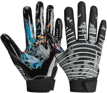 ROCKBROS American Football Receiver-Handschuhe für Jugend & Erwachsene | PU-Grip, elastisch & atmungsaktiv, gutes Ballgefühl, sicherer Sitz mit Klettverschluss für Training und Spiel