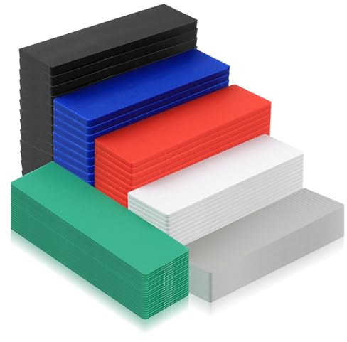 90 Stk Abstandshalter Kunststoff Unterlegplatten Kunststoffkeile, Verglasungsklötze, Distanzklötze, Abstandhalter Kunststoff Fensterklötze, Glaserklötze Unterlegplättchen(10 x 2,8cm x 1/2/3/4/5/6mm)