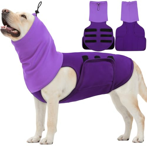ASENKU Hundemantel mit beruhigender Kapuze und Ohrenschutz, Beruhigungswesten für Hunde zur Linderung von Angst Anti Stress Weste Hund Beruhigungsjacke Calmingshirt mit reflektierenden Streifen