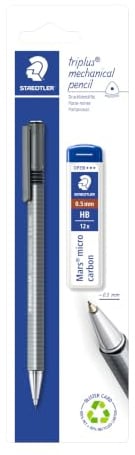 STAEDTLER triplus micro 774 Druckbleistift – 0,5 mm, mit Minendose | Dreikantiger ergonomischer Schaft, versenkbare Metallspitze – Art.-Nr. 77425BK25D
