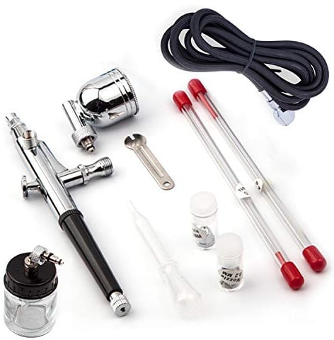 Fengda FE-134K Profi Gravity Double Action Airbrush Pistole für Kunst Tattoo Nailart Make up Handwerk Kuchen Spray Modellbau Tool mit Airbrush Reinigung Set