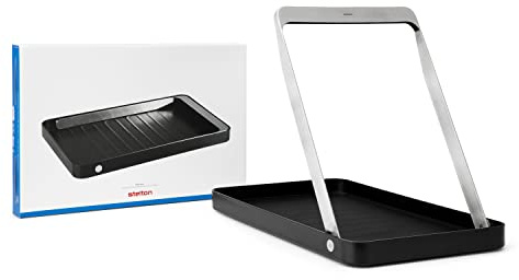 Stelton Serviertablett Take Away - Minimalistisches Tablett mit klappbarem Griff, rutschfester Gummifläche - ABS-Kunststoff & Edelstahl - Einhändige Servierplatte für Getränke, Frühstück