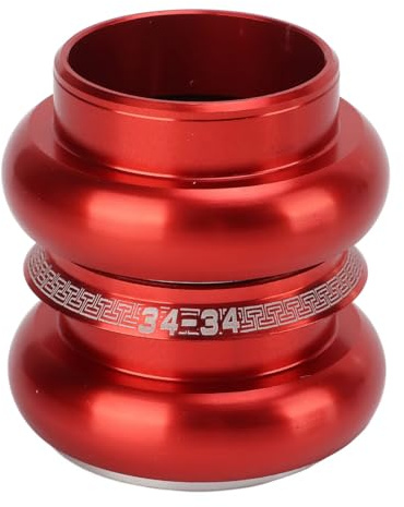 equlup Fahrrad-Steuersatz, 34 mm Aluminiumlegierung-Fahrrad-Headset Doppellager-Fahrrad-Vorderradgabel-Headset für Mountainbikes mit Gewöhnlichen Geraden Rohr-Vorderradgabeln (Rot)