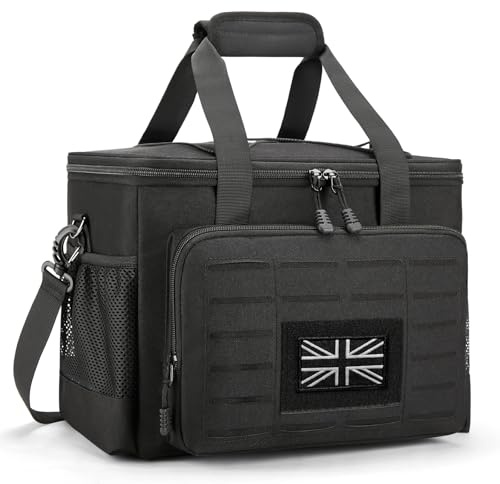 Taktische Kühltasche klein 20L, Kühlbox faltbar Lunchtasche Herren - wasserdichte und auslaufsichere strapazierfähige Picknicktasche für Supermarkt Einkaufen Park Picknick Strand Urlaub Schwarz