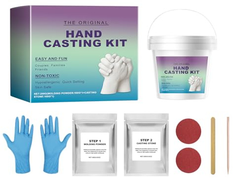 Handabdruck-Set, Paar-Handabdruck Gips-Set Mit Aufbewahrungsbox, DIY-Bastelset Mit Handschuhen & Skulpturform Als Erinnerung Für Frauen, Mama & Muttertag