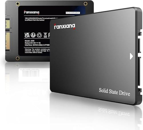 fanxiang S101 2TB SATA III 2,5-Zoll SSD Interne Festplatte, 550MB/s Lesen, 500MB/s Schreiben, SLC-Cache & 3D TLC NAND, für Laptops, Desktop-PCs und Spielkonsolen, Schwarz