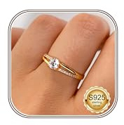 Milacolato Silber Ringe 925 Frauen, Ring Gold Verlobungsring Damen mit Klassischer Runder Cubic Zirkonia,Verstellbarer Ring Engagement Eheringe Promise Ringe für Frauen