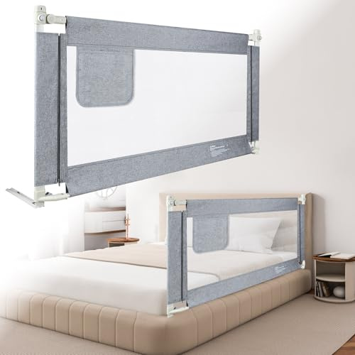 Kuro-sagol Bettgitter Rausfallschutz Rausfallschutz Kinderbett für Baby Bett & Elternbett mit absenkbarem Design und praktischer Aufbewahrungstasche, 150cm