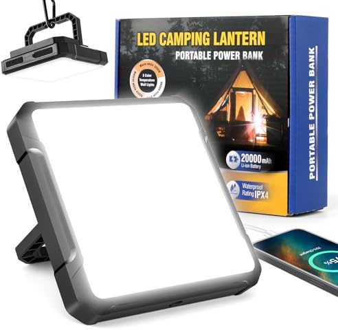 Kangtaixin LED Campinglampe Aufladbar mit 20000mAh Akku, Zeltlampe Outdoor Lampe Camping Licht 2000 LM, Campingleuchte IPX4 Wasserdichtes, 4 Lichtmodi Campinglicht für Lesen, Zelt, Angeln, Blackout