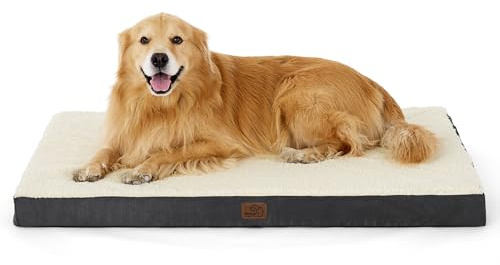 BEDSURE orthopädisches Hundebett Grosse Hunde - 112x81x7.6cm Hundekissen flauschig Hundematte waschbar Hundematratze in grau für große Hunde