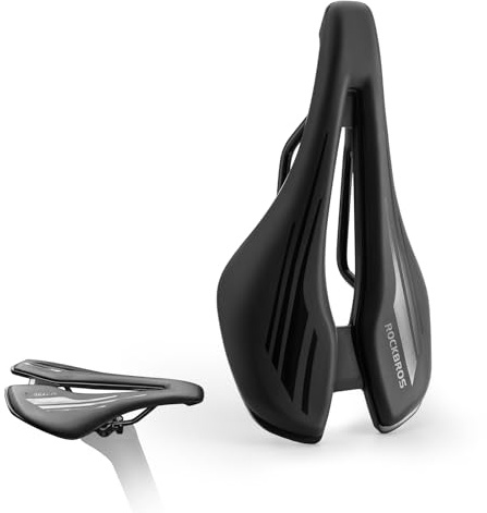 ROCKBROS Ergonomischer Rennradsattel, Leichter Short-Nose-Sattel mit Aussparung, 145 mm Breite und Cr-Mo Gestell für Rennrad & Gravelbike