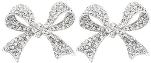 2 Stück Broschen & Anstecknadeln für Damen Schleifenbroschen und Anstecknadeln für Damendekorationen, Brosche Silber Brosche Damen Schleifen-Strassbroschen,Shirt Zeremonie Kleidung Zubehör Schmuck