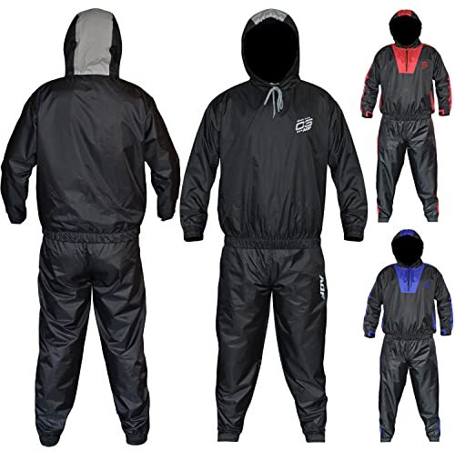 AQF Saunaanzug Sauna Anzug Schwitzanzug Trainingsanzug Für Fitness Joggen & Turnhalle Gewichtsverlust Schlankheitskur Anzug (Schwarz, XL)