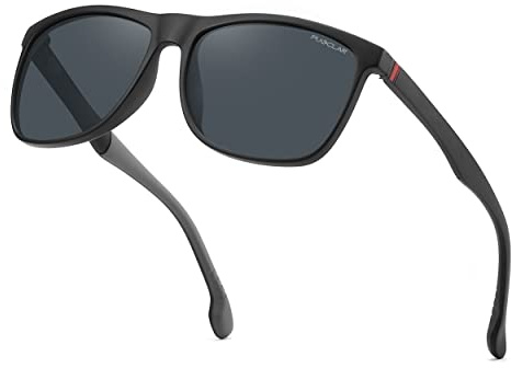 PUKCLAR Sonnenbrille Herren Polarisierte Classic Square Fishing Outdoor | Leichter TR90-Rahmen entlastet Nasenrücken. Polarisierte UV400-Kat.3-Gläser blocken UV-Strahlen