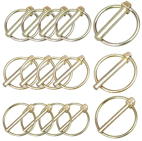 DesertBoy 15 Stück Klappsplinte Lynch Pin mit Ring M4.5 | M6 | M8 Stahl Verzinkt Klappsplint Standard für Boot, Fahrrad, Anhänger, Traktor
