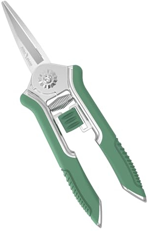 FLORA GUARD Gartenschere 16,5cm Pflanzenschere mit Soft-Touch-Griff,Rosenschere,Ernteschere,Bonsai Schere für Bonsai Pflanzen Blumen Ernte Obst Gemüse (Grün)