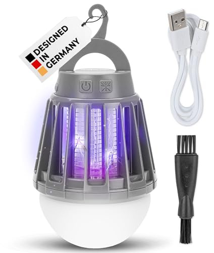 alca® Insektenschutz Lampe – elektrische Insektenlampe, 3‑in‑1 Laterne & Mückenschutz, 180 Lumen, IPX6, 2000 mAh Akku, USB
