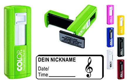 Geocachingstempel « NOTENSCHLÜSSEL » mit persönlichen Cachername/Nickname rechteckiger Stempel Geocaching Pocketstempel