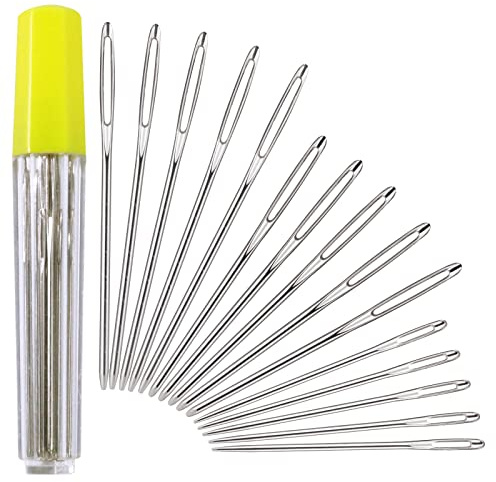 Redamancy Stopfnadeln, 15 Stück Sticknadeln, 3 Größen Nadeln mit Großem Öhr, Großäugige Stumpfe Nadeln, 5,1cm, 6,1cm, 6,9cm, Große Nähen Nadel für Wolle, Hand Nähen Leder Handwerk