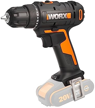 WORX WX100.9 Akku Bohrschrauber 20V, ohne Akku und Ladegerät | Leistungsstarker Akkuschrauber zum Bohren und Schrauben, 20+1 Drehmomentstufe bis zu 30Nm, variable Drehzahl, LED-Licht