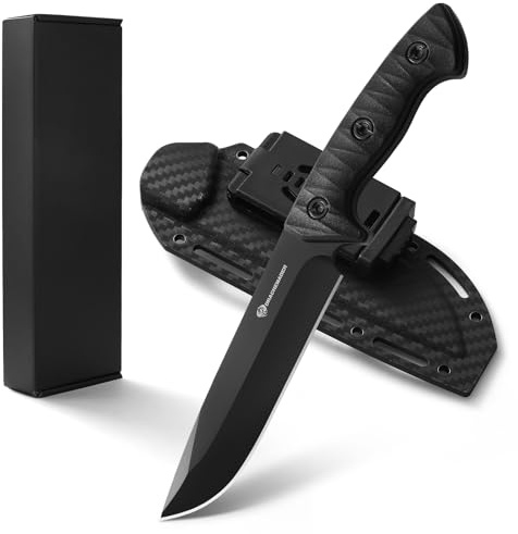 DRACHENADER XR-B01 Full Tang Outdoor Messer, 25,7cm Gesamtlänge, ABS Griff, Full-Schwarz