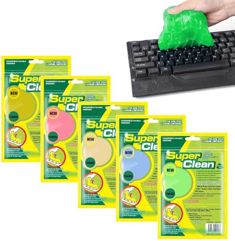 5STK Tastaturreiniger Gel Reiniger Tastatur Reinigungsset Keyboard Cleaner | Wiederverwendbares 5 Farben Je 80g, Tastatur Reinigung Universeller Reinigungsgel für Auto Innenraum Laptop PC Kamera Drucker