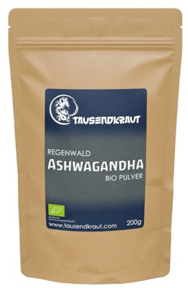 Ashwagandha Pulver BIO (200g) Superfood [Withania somnifera, Ayurveda] Tausendkraut