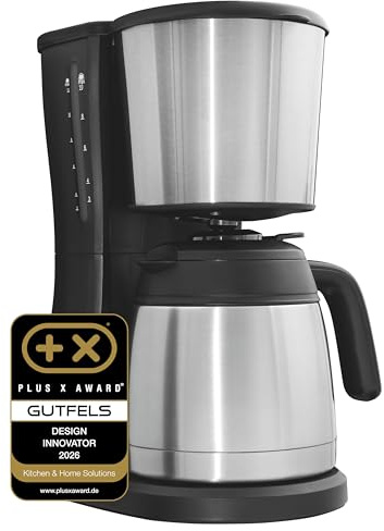 GUTFELS Filterkaffeemaschine mit Thermoskanne COFFEE 2030 – 12 Tassen, 980 Watt, Tropfstopp-Funktion, Abschaltautomatik, 1x4 Filter