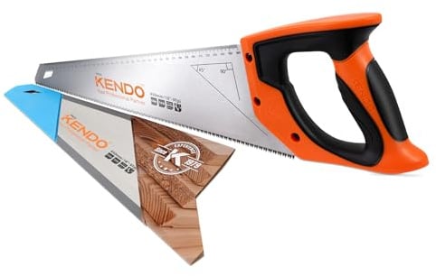 KENDO Fuchsschwanz Säge 450 mm – 7 Zähne/Zoll – Handsäge Holz – FastCut – mit ergonom. Bi-Materialgriffen – Holzsäge mit gehärteter, dreifach geschliffener Verzahnung
