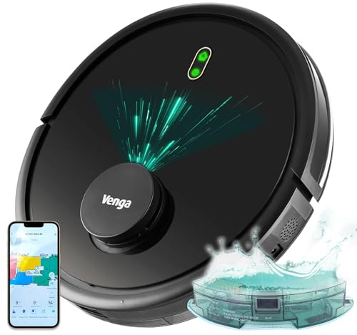 Venga! Roboter-Staubsauger, Bodenreiniger, Lasernavigation, mit App, Schwarz, VG RVC 3002 BK