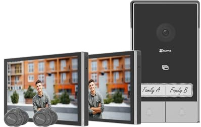 EZVIZ 2K Video Türklingel Kit mit Türsprechanlage & Doppelten 7-Zoll-Farb-Touchscreens, KI Personenerkennung und Zwei-Wege-Audio, Gegensprechanlage mit Türöffner, Dualband-WLAN, HP7 2-Familien-Kit