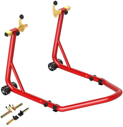 HOMCOM Motorradständer vorne/hinten bis 544 kg für Motorräder Stahl Rot | Motorrad-Hinterradständer, Motorradheber, Motorrad-Hebeständer
