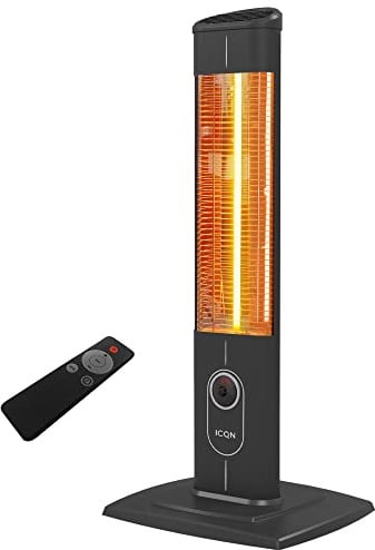 ICQN 2300 Watt Stand Heizstrahler | 4 Heizstufen mit Fernbedienung | Kohlenstoff Infrarotstrahler für Innen- & Außenbereich | Terrassenstrahler | Digitalanzeige (Standard 2300W)