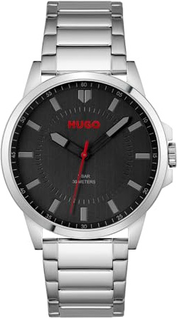 HUGO Analog Quarzuhr für Herren Kollektion #First mit Silbernes Edelstahlarmband - 1530246