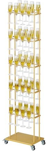 tonchean Getränke Tower Gold Champagner Turm 40 Gläser Aperol Tower Metall | Cocktail Baumständer 5 Etagen Cocktails Servierbaum für Partys, Hochzeiten, Kneipen, Familienfeiern