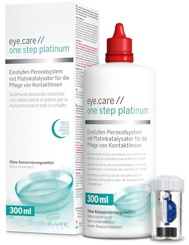 Eye.care platinum solution Peroxidreiniger mit Platinkatalysator zur Desinfektion von weichen und harten Kontaktlinsen. Ohne Konservierungsmittel inkl. Behälter 300 ml