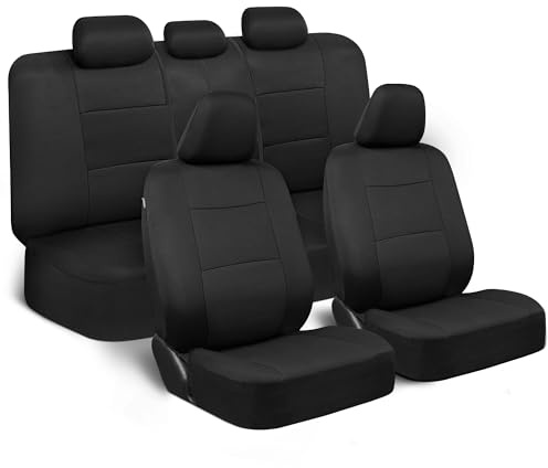 BDK PolyPro Autositzbezüge, komplettes Set in solidem Schwarz, vorne und hinten, Geteilte Sitzbank, einfache Montage, Innenbezüge für Auto, LKW, Van, SUV