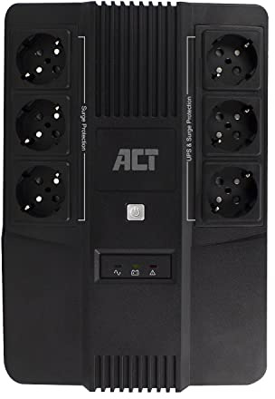 ACT Back-up USV, 600VA Batterie, 6 Schuko Ausgänge – AC2300 | C14 input, AVR, Überspannungsschutz, Wandmontage