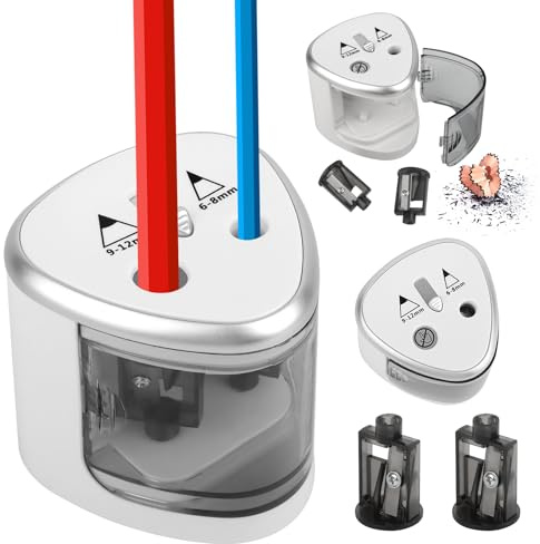 Elektrischer Anspitzer,Elektrischer Universal Bleistiftspitzer,Spitzmaschine Elektrisch, Anspitzer Elektrisch Dicke und Dünne Stifte,für Schule,Zuhause,Büro,Klassenzimmer und mehr-silbrig