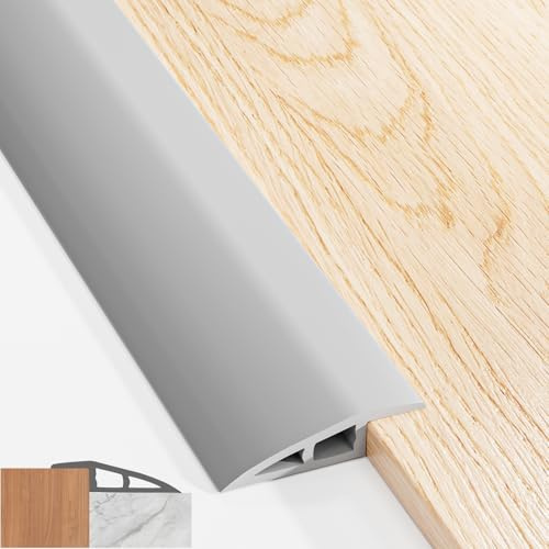 Starvortex Übergangsprofil Selbstklebend, Türschwellen Leiste für 5mm bis 10mm, 100x5cm PVC Übergangsprofil Höhenausgleich, Wasserdichte Übergangsleiste, Übergangsleiste Höhenausgleich (Grau)