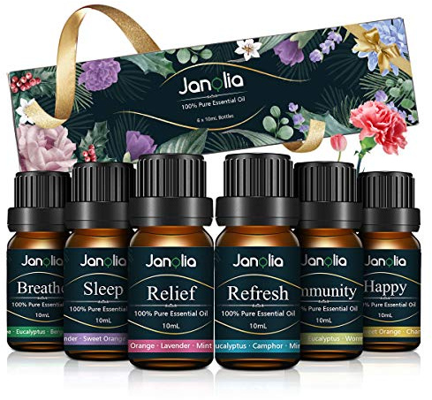 Janolia ätherisches Öle Set, Upgrade-Paket,Reines Natürliche Duftöle Set für Diffuser Entspannung Schlaf verbessern