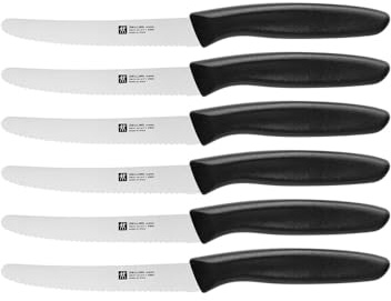 ZWILLING Twin Grip Messer-Set, 6-teilig, Küchenmesser, Klingenlänge: 12 cm, Rostfreier Spezialstahl/Kunststoff-Griff, Schwarz